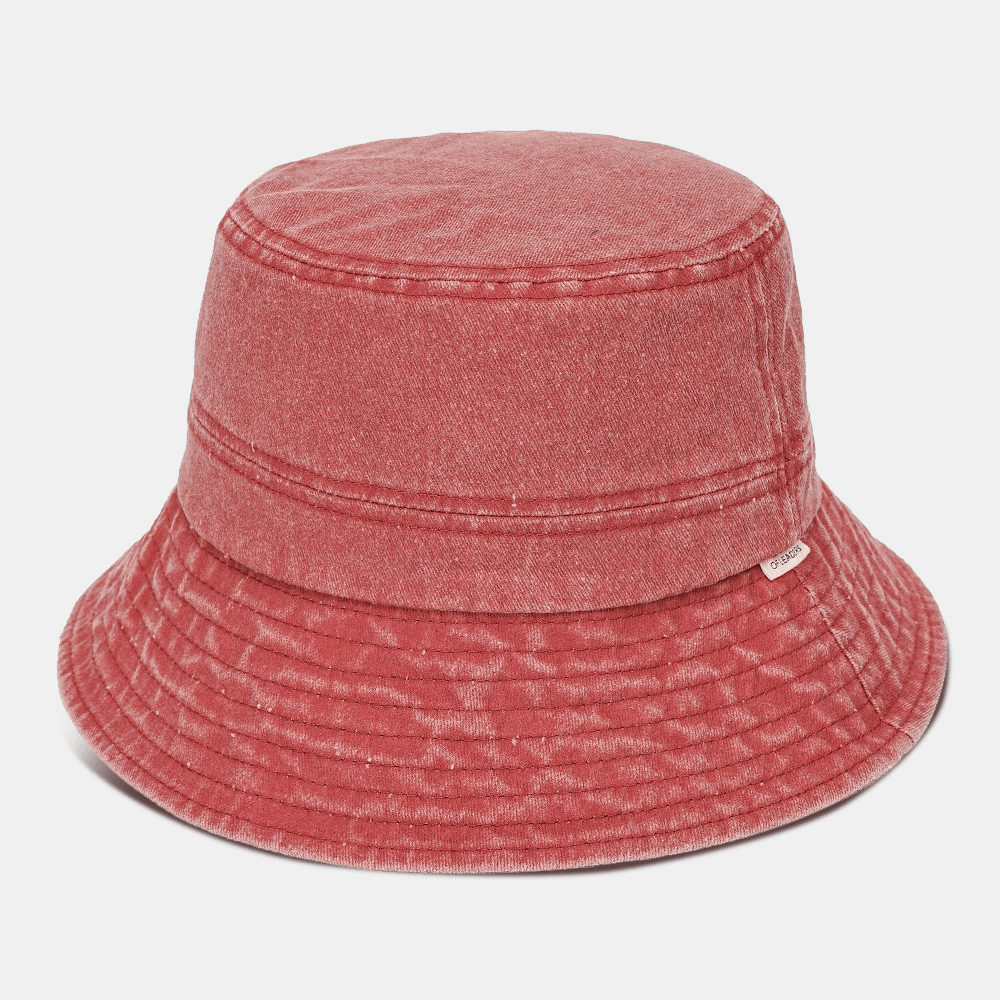 Unisex Washed Distressed Cotton Solid Color All-Match Sunshade Bucket Hat - MRSLM