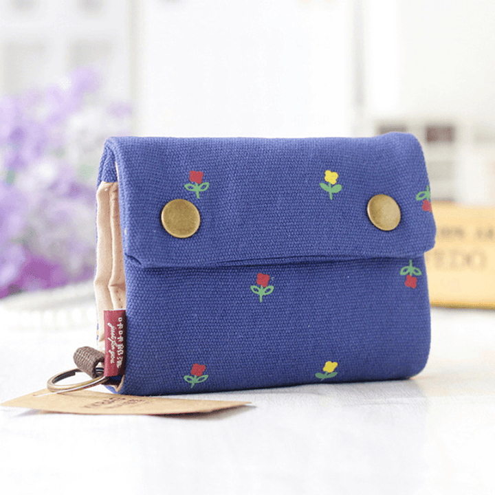 Women Handmade Three-Fold Purse Denim Wallet Casual Multi-Pockets Card Holder - MRSLM