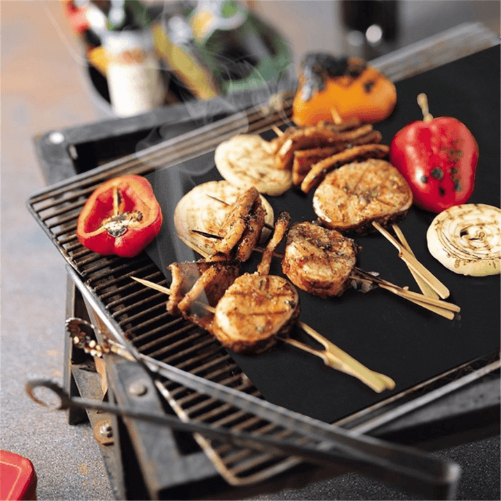 5Pcs BBQ Grill Mat Barbecue Outdoor Baking Non-Stick Pad Reusable and Easy to Clean Cooking Mat - MRSLM