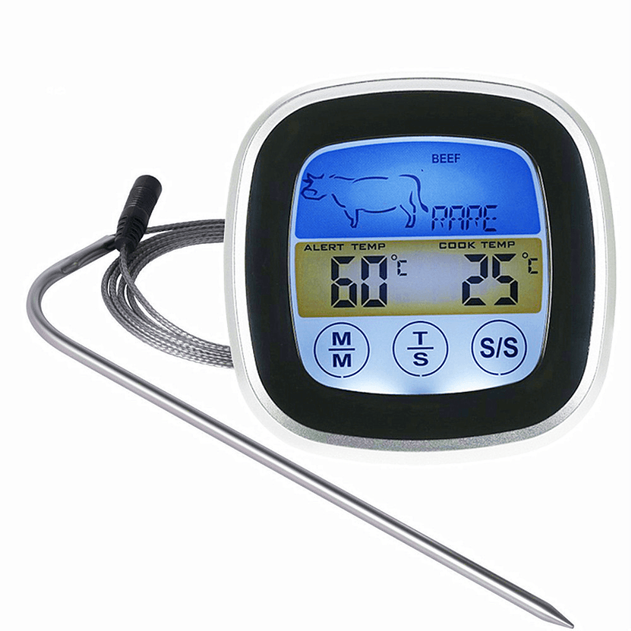 TS-S62 Digital Meat Thermometer Oven Colorful Touchscreen Instant Read Probe Kitchen BBQ Cooking Thermometer with Timer Alert Function - MRSLM