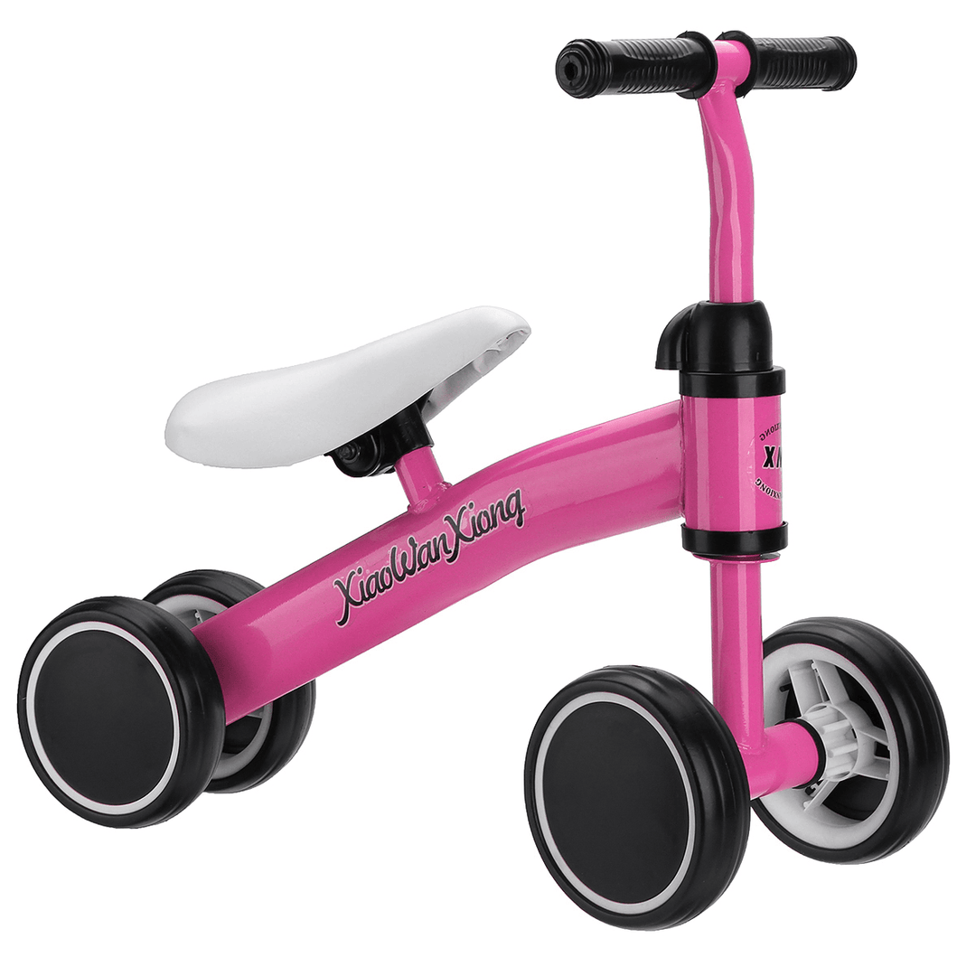 12 Inch 4 Wheels Kids No Pedal Balance Bikes for Aged 1-3 Toddler Children Bicycle with Non-Pneumatic EVA Tires Blance Training - MRSLM