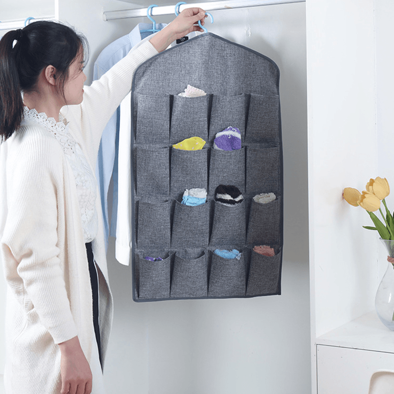 Oxford Cloth 16 Grid Hanging Bag Door Back Debris Storage Bag Cloth Hanger - MRSLM