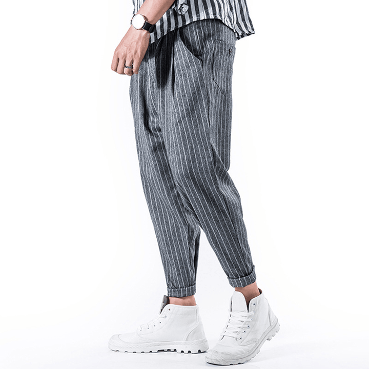 Striped Printed Cotton Harem Pants - MRSLM