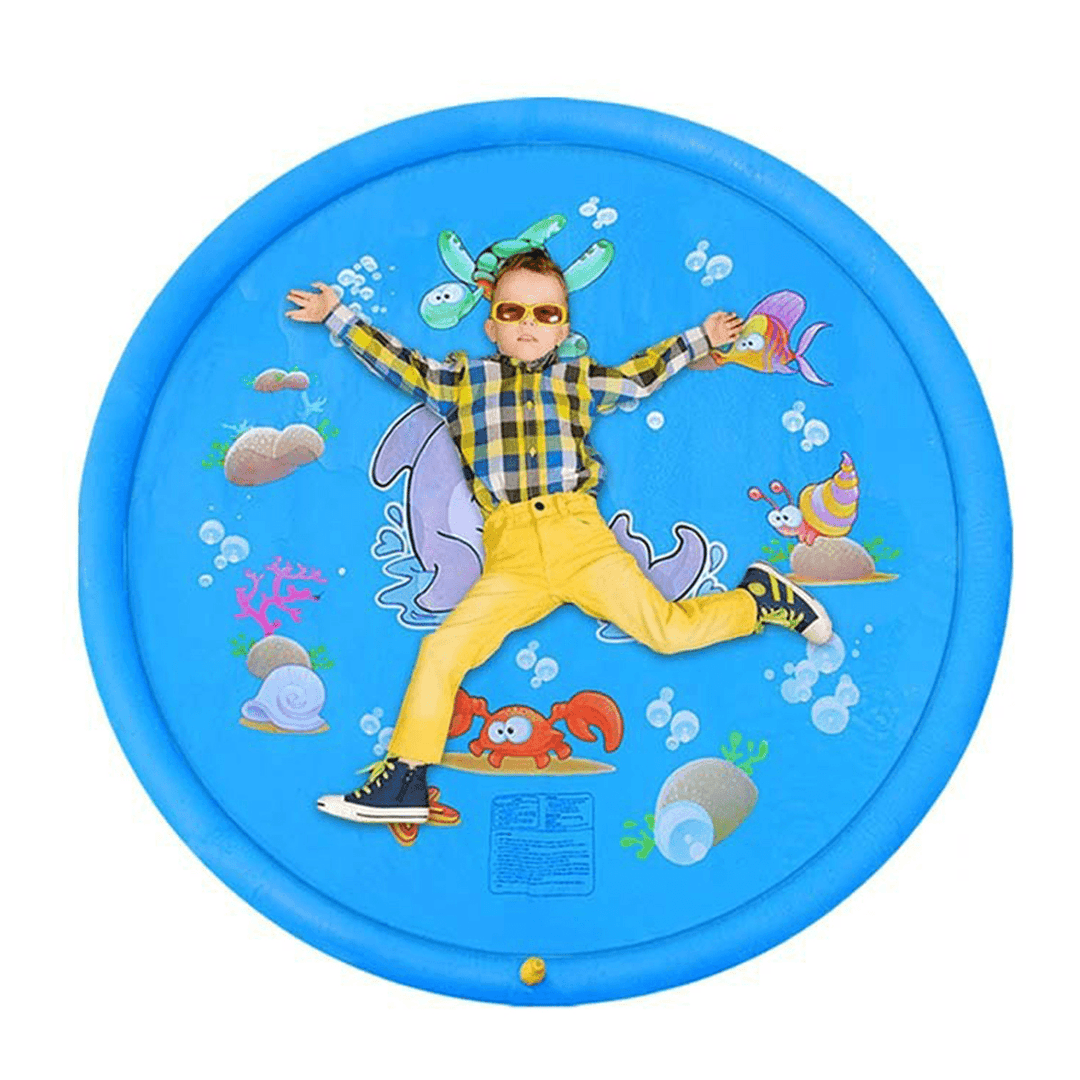 100CM Outdoor Inflatable Water Splash Play Pool Playing Sprinkler Mat Yard Family Funny Kids Toys - MRSLM