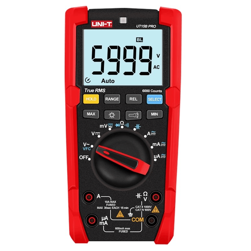 UNI-T UT15B PRO 1000V True RMS Digital Multimeter 6000 Counts Handheld AC DC Capacitance Voltage Tester Meter - MRSLM