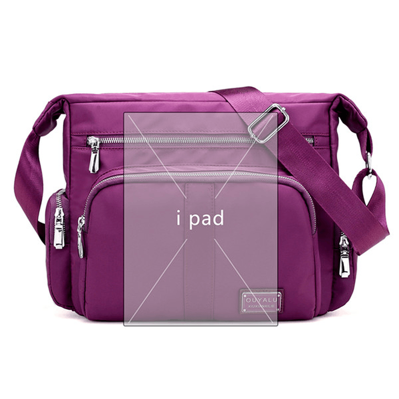 Multilayer Zipper Pockets Nylon Shoulder Bags Outdoor Sports Waterproof Crossbody Bags Messenger Bag - MRSLM