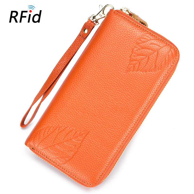 RFID Genuine Leather 6Inch Phone Bag Long Wallet - MRSLM