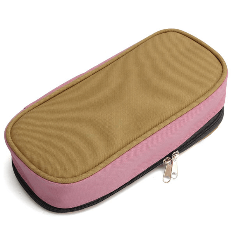 Large Capacity Canvas Zipper Pencil Case Pen Cosmetic Travel Makeup Bag - MRSLM