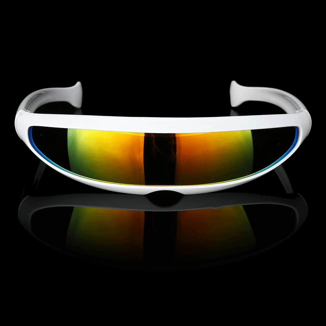 Party Glasses Novelty Futuristic Cyclops Mirrored Sunglasses Monoblock Alien - MRSLM