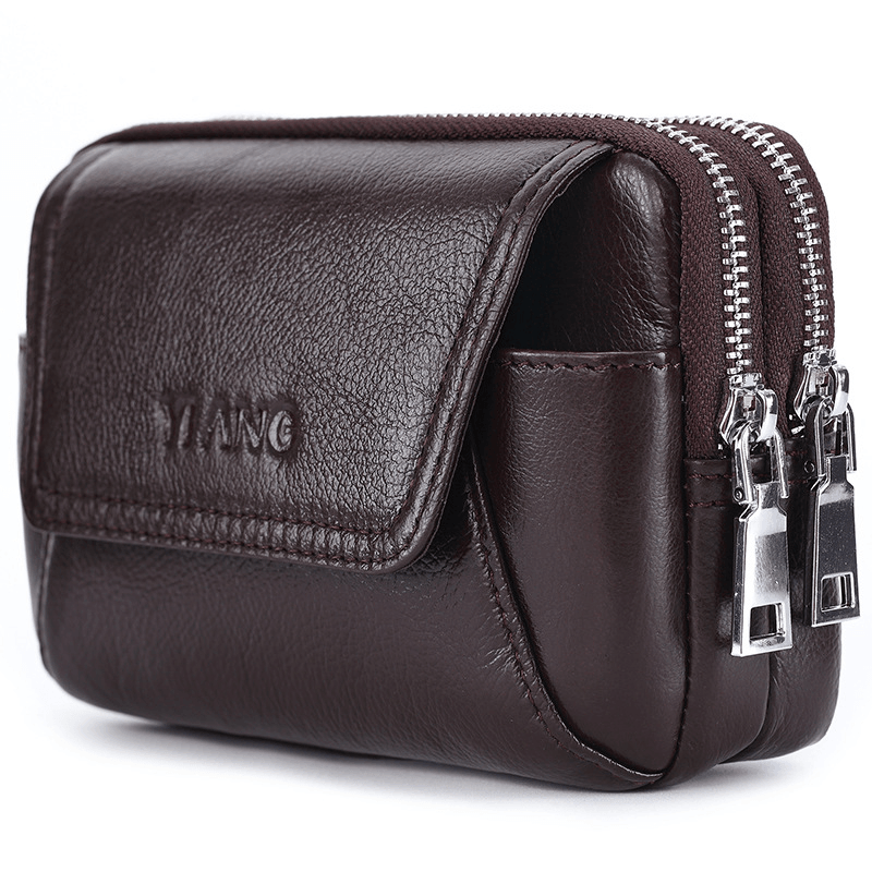 Men Genuine Leather Waist Bag Phone Bag for Outdoor Travel Daily - MRSLM