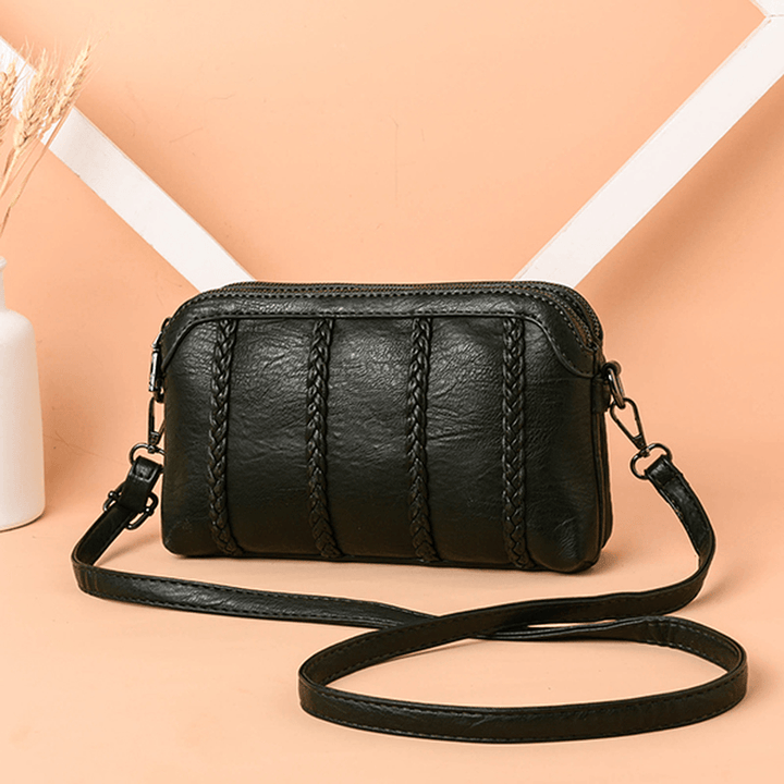 Women Vintage Soft Faux Leather Crossbody Bag - MRSLM