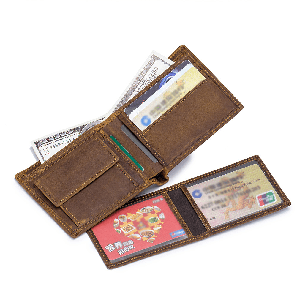 Men Genuine Leather Multifunctional Short Wallet - MRSLM