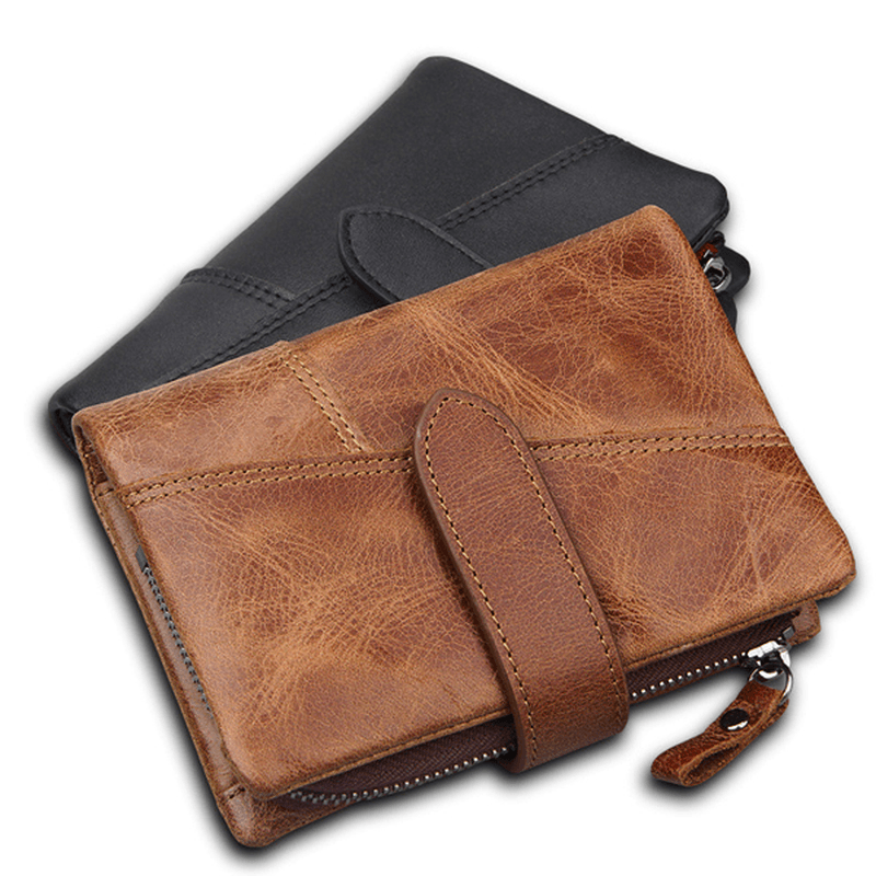 Men'S RFID Blocking Secure Wallet Leather Short Trifold Wallet with Detachable Coin Bag - MRSLM