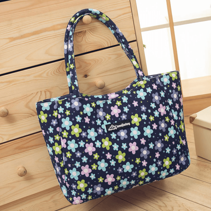 Women Large Capacity Waterproof Flower Stripe Handbag Tote - MRSLM