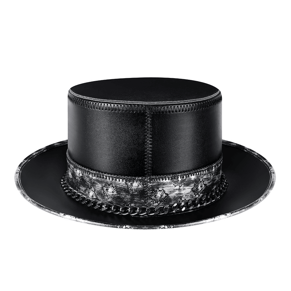 PU Leather Skull Chain Gentleman Hat - MRSLM