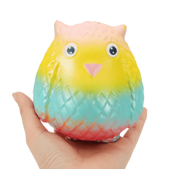 Jumbo Squishy Rainbow Owl 12Cm Soft Slow Rising Toy with Original Packing - MRSLM