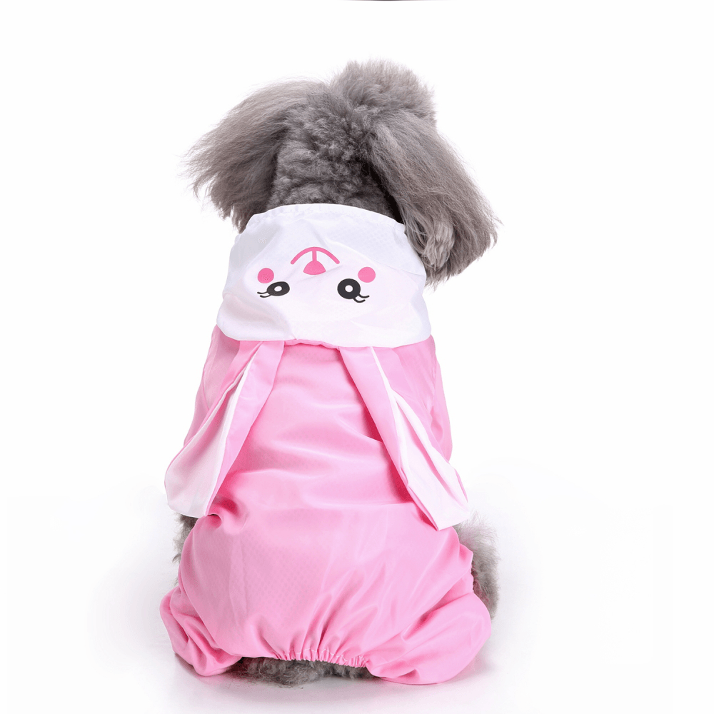 Waterproof Dog Raincoat Cute Rabbit Cartoon Pattern Outdoor Hooded Rain Coat - MRSLM