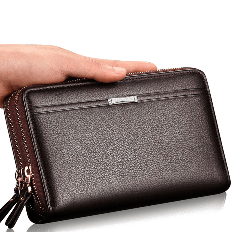 Men Clutch Wallet Waterproof Business Long Zipper Wallet Phone Holder - MRSLM