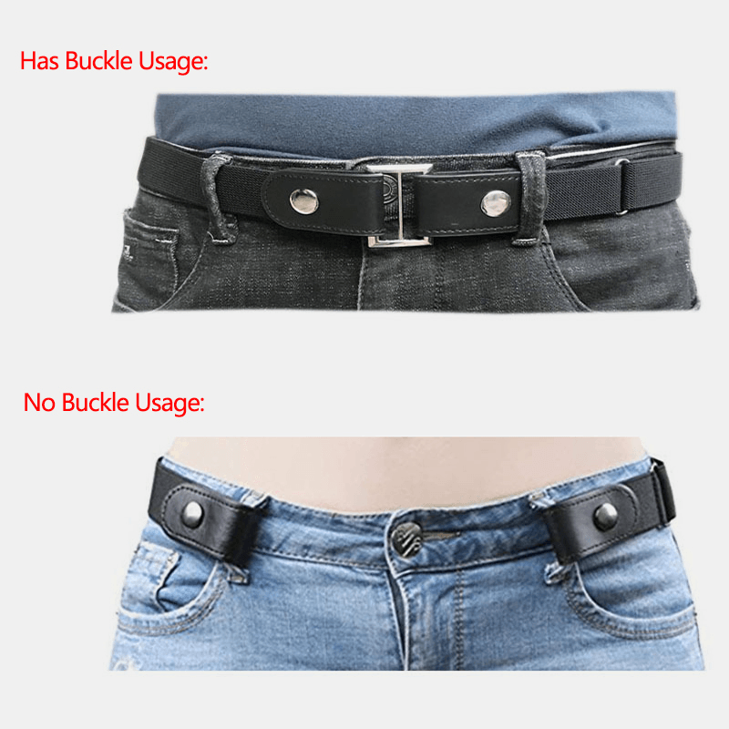 Men PU Leather Adjustable Slim Elastic Invisible Dual-Usage Wild Jeans Belt - MRSLM