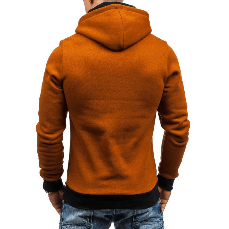 Men Zipper Dual Pockets Hooded Sweatshirt - MRSLM