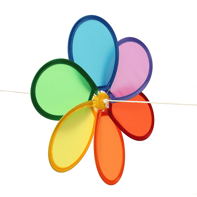 8Pcs Rainbow Flower Windmill Garden Wind Spinner Festival Outdoor Camping Decor - MRSLM