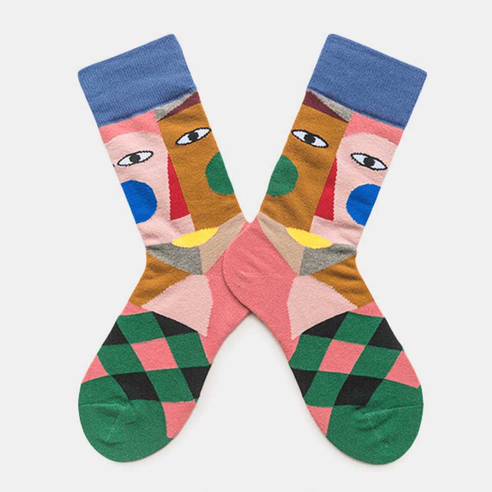 Couple Autumn and Winter Socks Color Art Tide Abstract Clown Fashion Street Socks - MRSLM