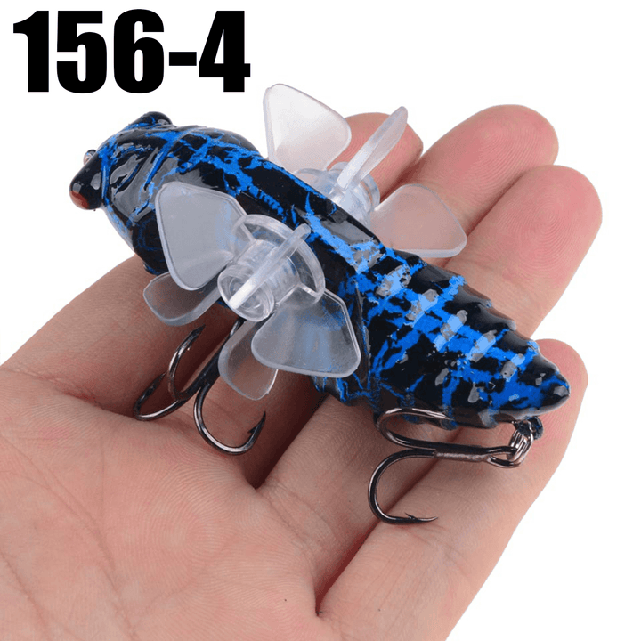 ZANLURE 1PSC 7.5Cm Artificial Bait Fishing Lure Insect Rotating Wings Swimbait Fishing Hook - MRSLM