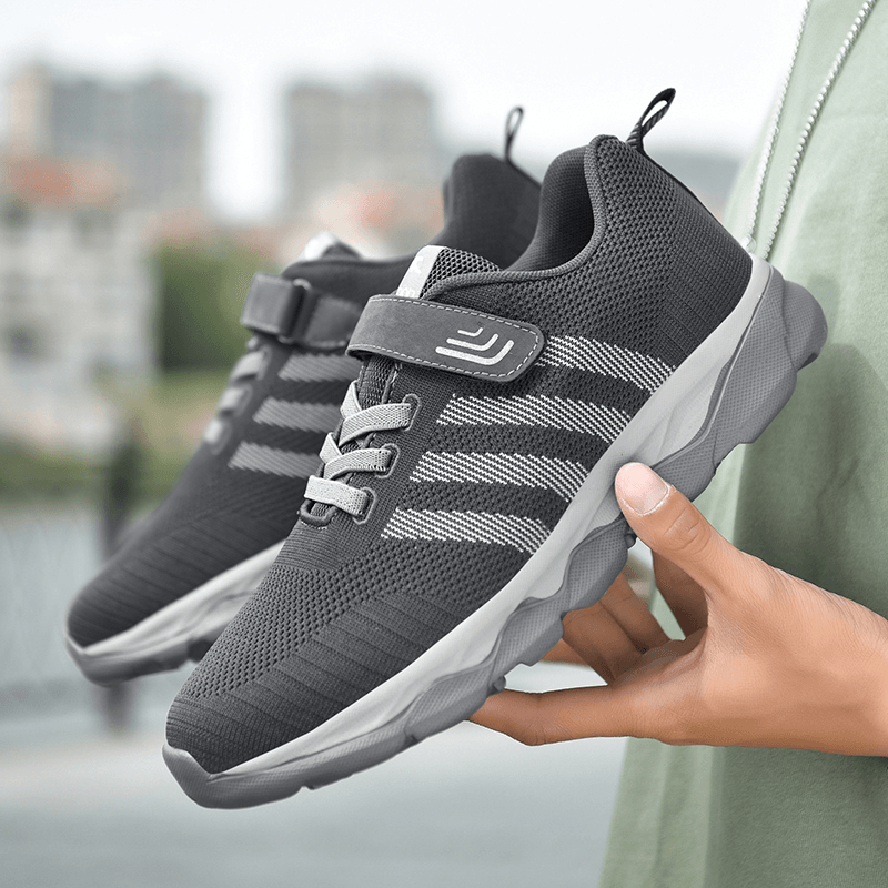 Men Kintted Fabric Striped Detail Casaul Comfy Non Slip Running Sneakers - MRSLM