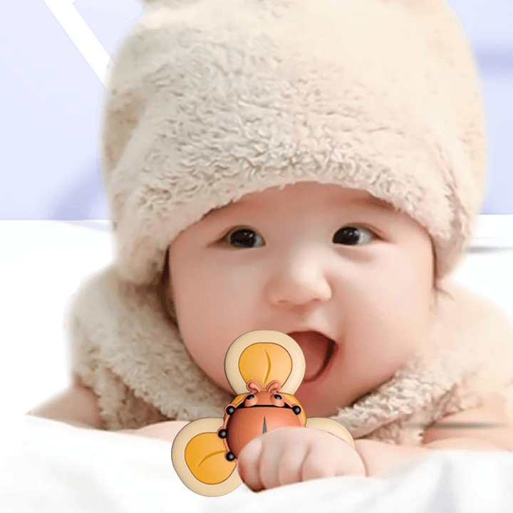 Baby Cartoon Spinning Sucker Finger Rotating Toy Three-Color Insect Animal Sucker That Can Rotate - MRSLM