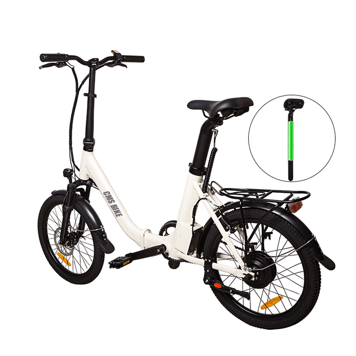 CMSBIKE CMSTD-20ZG 7.8Ah 250W White 20 Inches Folding Electric Bicycle 32Km/H 30-45Km Mileage Double Dics Brake LCD Displayer Electric Bike - MRSLM