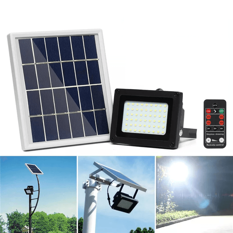 400LM 54 LED Solar Panel Flood Light Spotlight Project Lamp IP65 Waterproof Outdoor Camping Emergency Lantern with Remote Control - MRSLM