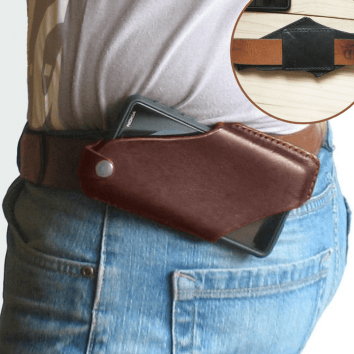 Men's Genuine Leather Waist Bag for Outdoor Activities - Suitable for 4.7-5.8 Inch Phones and EDC Gear - MRSLM