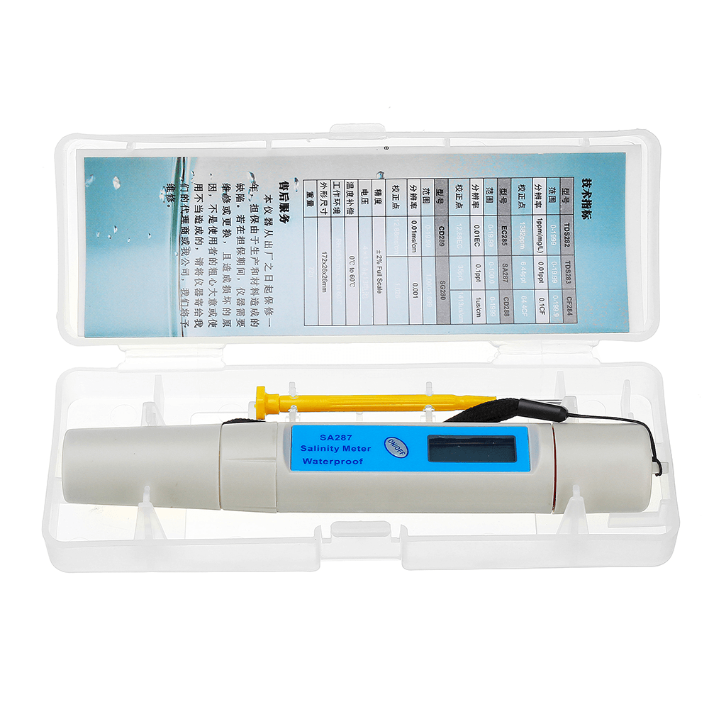 Wattson WS-SA287 0.1Ppt Resolution Salinity Meter Waterproof PH Meter Pen for Aquaculture - MRSLM