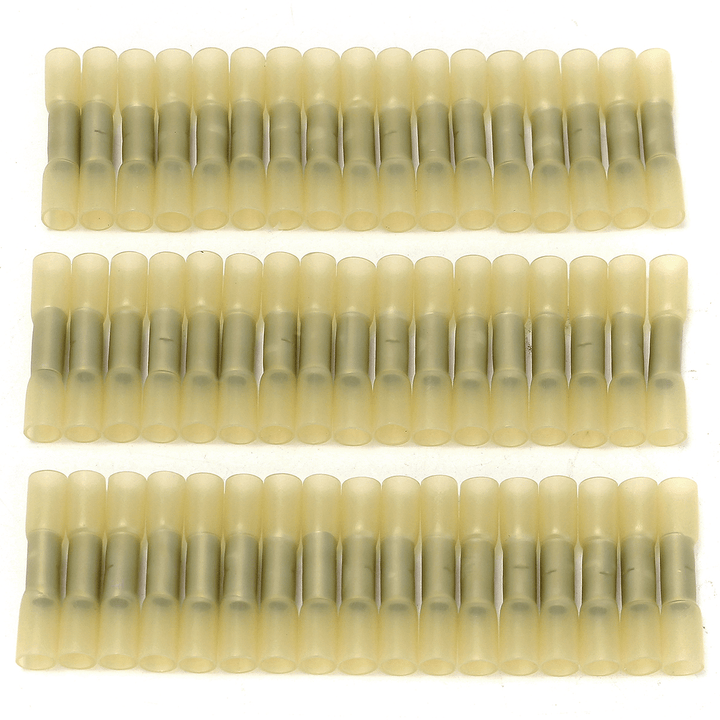 100Pcs Yellow 12-10AWG Heat Shrink Butt Wire Crimp Connector Electrical Terminal - MRSLM