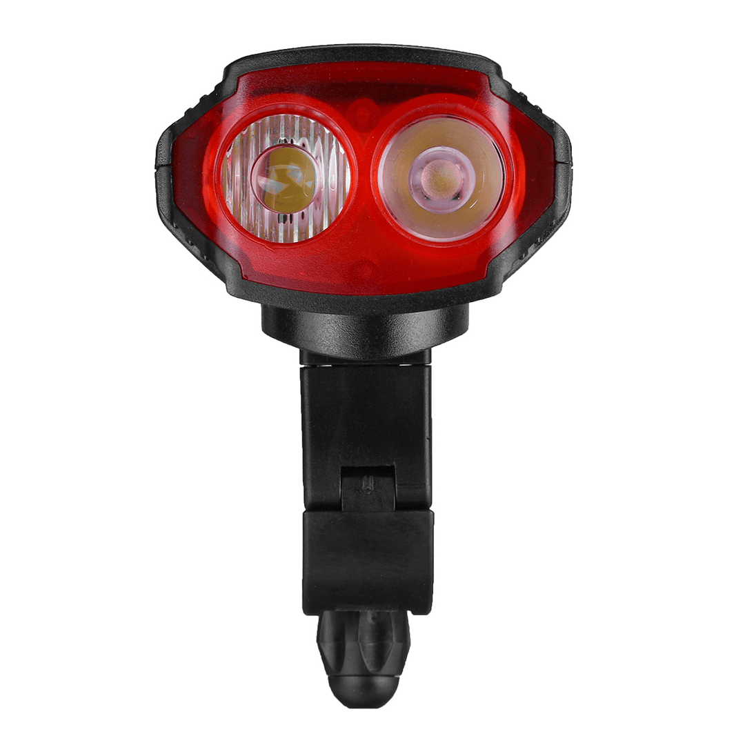 350LM 2Xt6 LED Bike Headlight 5 Modes Bicycle Solar Front Light 6 Modes 120 Db Horn USB Rechargeable Waterproof Flashlight - MRSLM