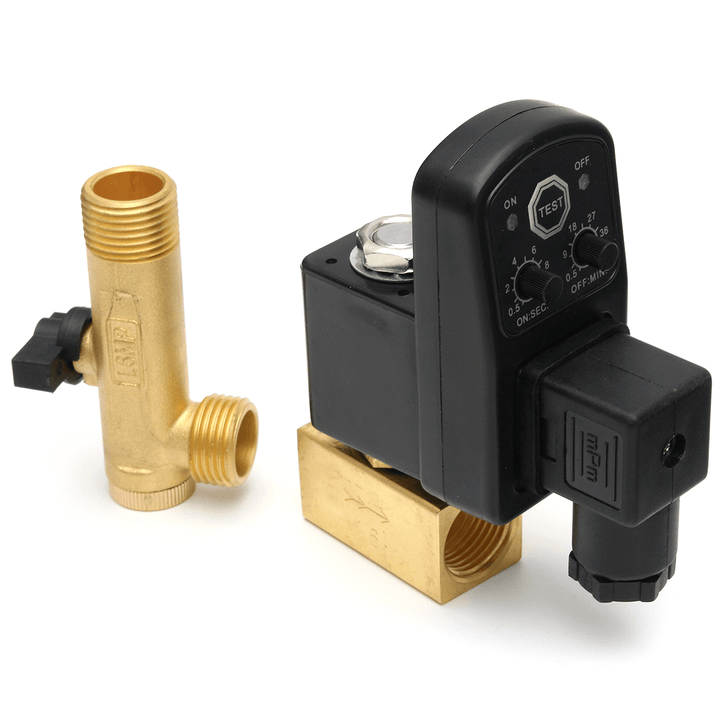 AC 110V 1/2 Inch 2-Way Drain Valve Electronic Timed Air Compressor Condensate Auto Pressure Switch - MRSLM