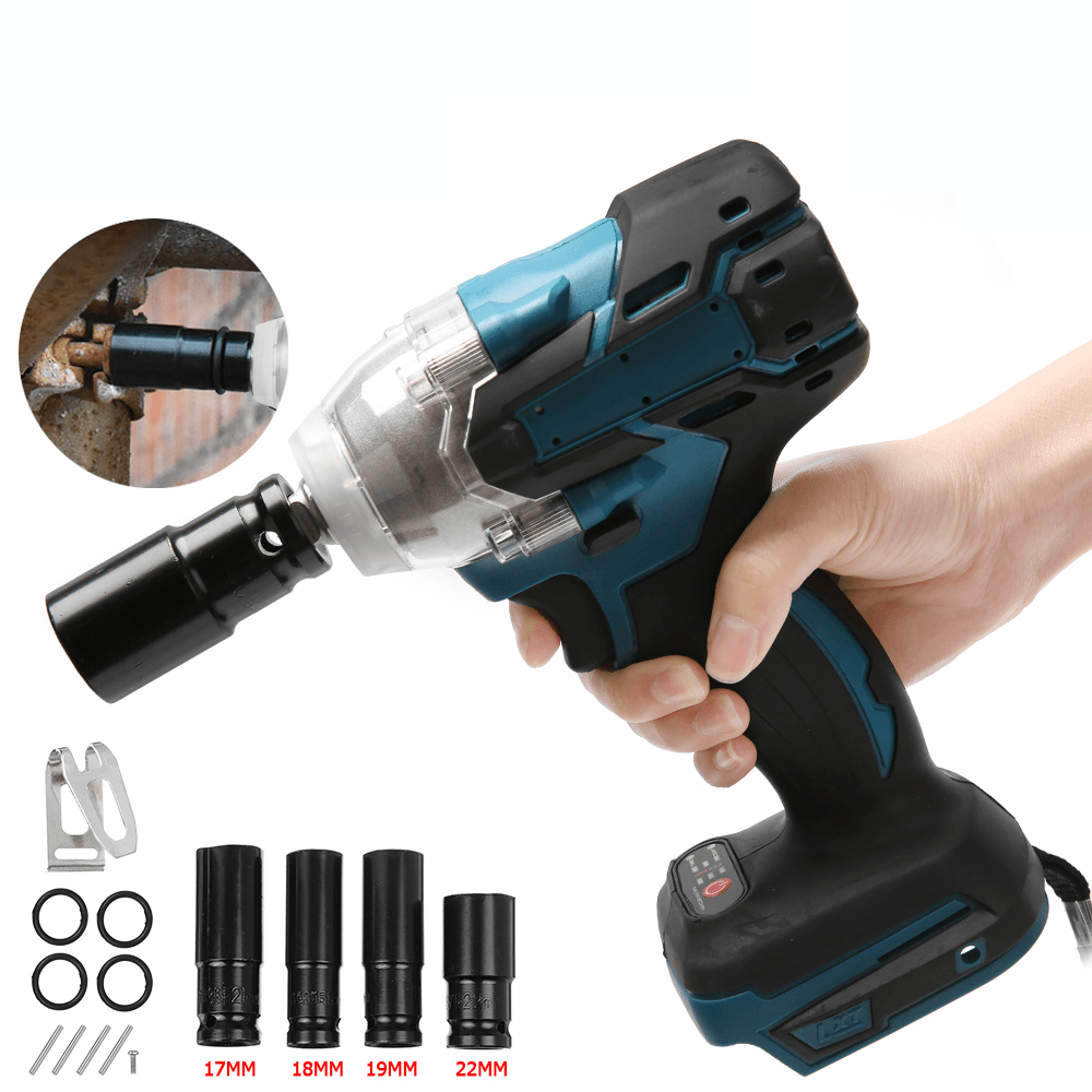 Cordless Impact Wrench Driver Tool Brushless Rattle Guns W/ 4Pcs Socket for Makita 18V Battery - MRSLM