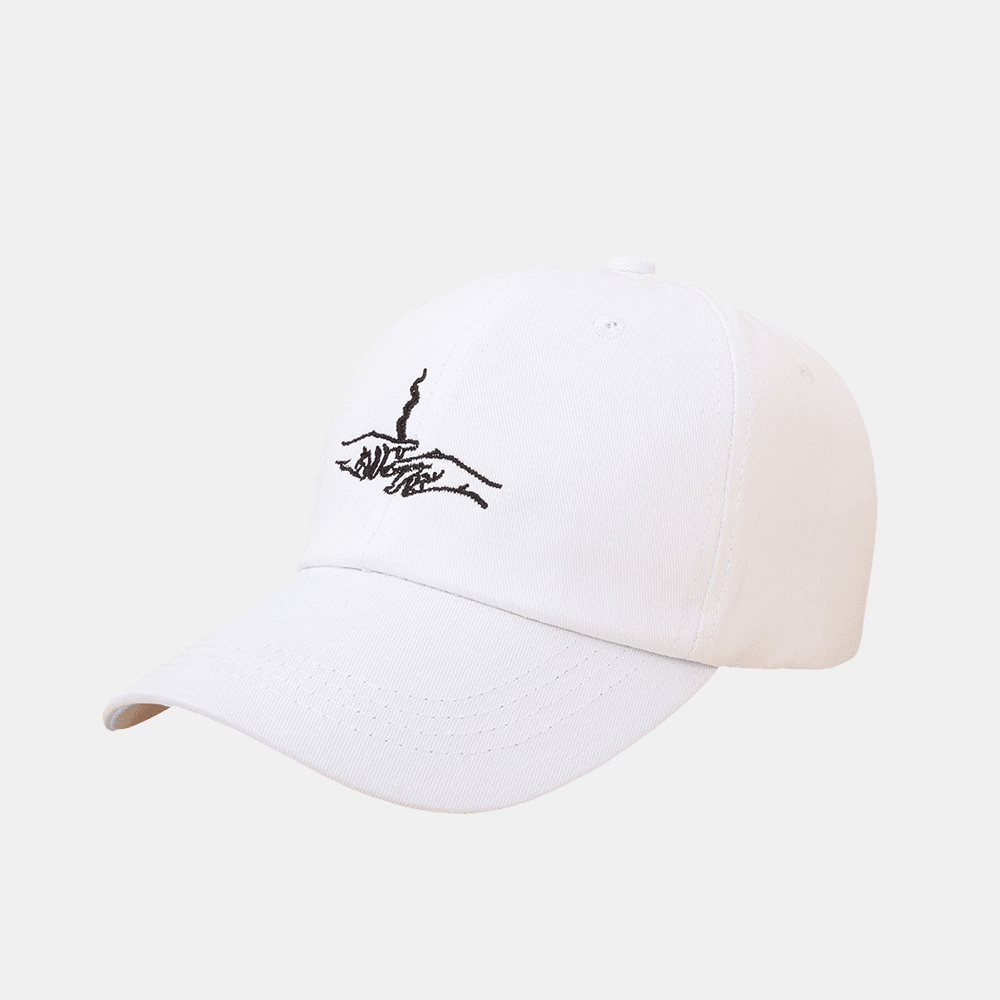 Unisex Solid Breathable Baseball Cap Letter Gesture Pattern Embroidery All-Match Fashion Sunshade Hat - MRSLM