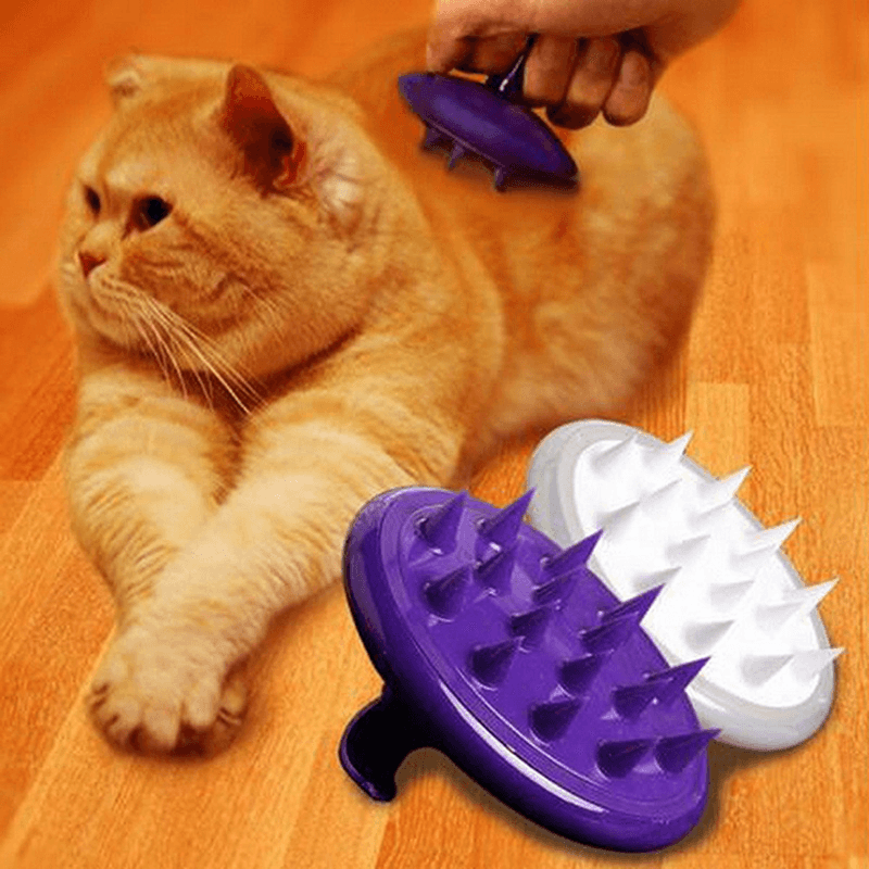 Silicone Pet Dog Massage Grooming Brush Purple Silicone Hair Removal Brush - MRSLM