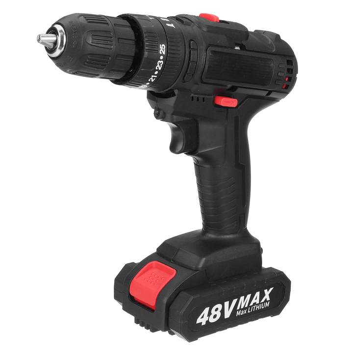 48V Cordless Electric Drill Screwdriver Rechargeable Impact Drill W/ 1/2Pcs Battery - MRSLM