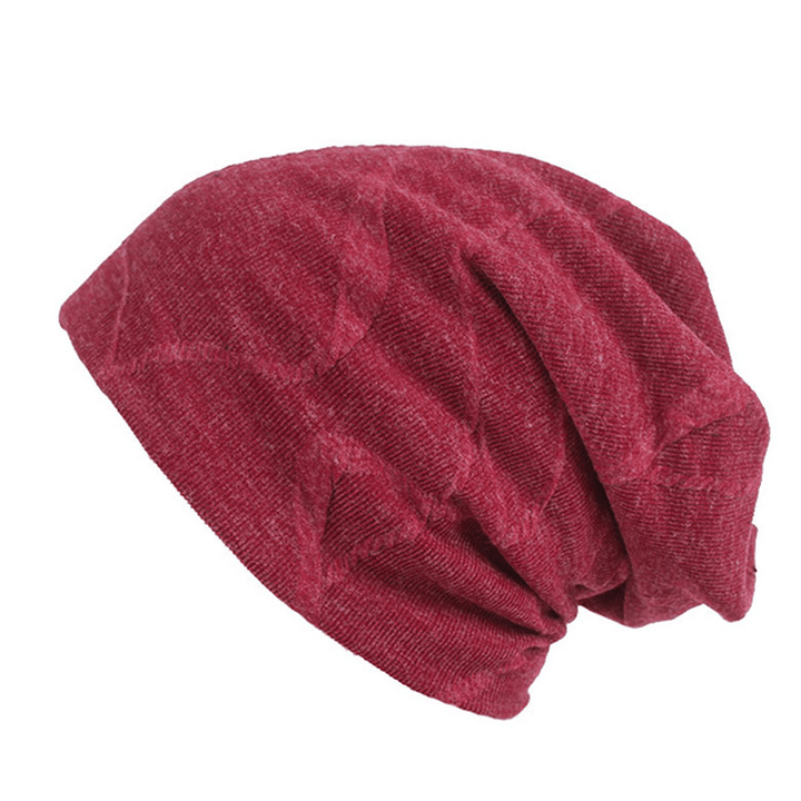 Men Women Cotton Solid Warm Beanie Hats Winter Outdoor Thicken Soft Leisure Cap - MRSLM