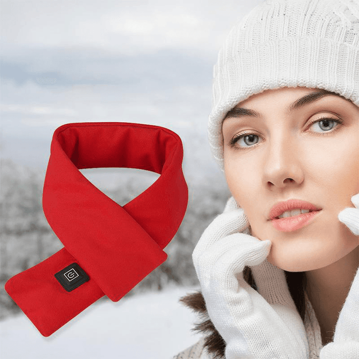 Unisex Fleece Cotton Smart Heating Scarf USB Winter Electric Warming Scarf Neck Protector Cold Charging Scarf - MRSLM