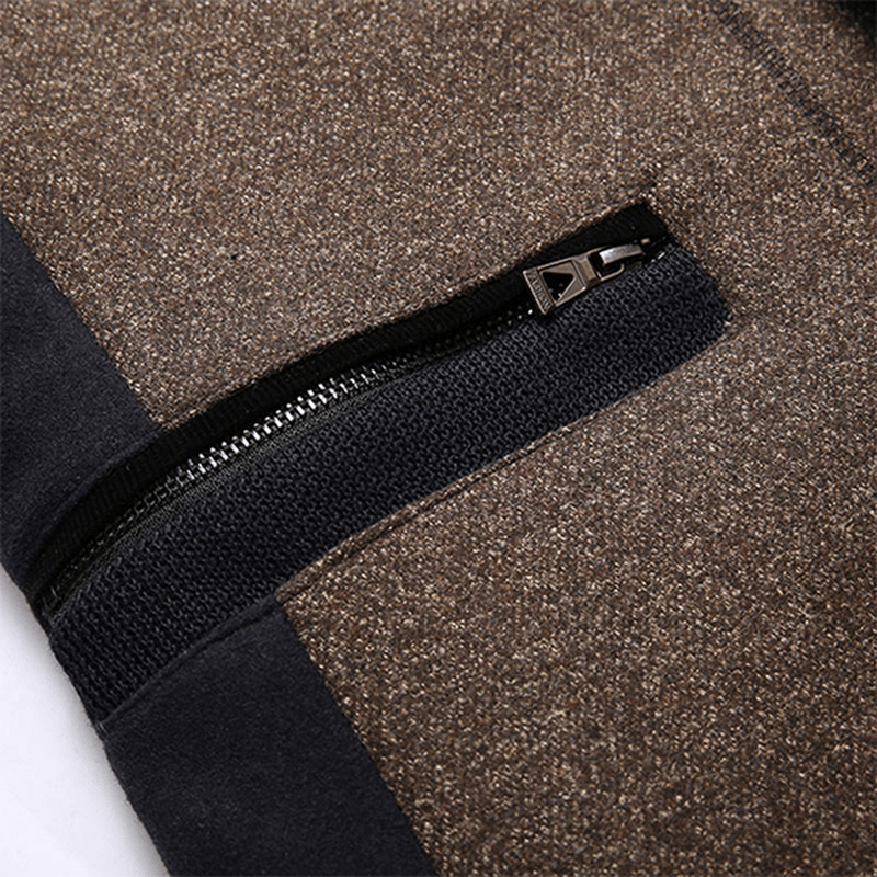 Winter Thick Detachable Rib Knitting Collar Zipper Side Pockets Woolen Coats for Men - MRSLM