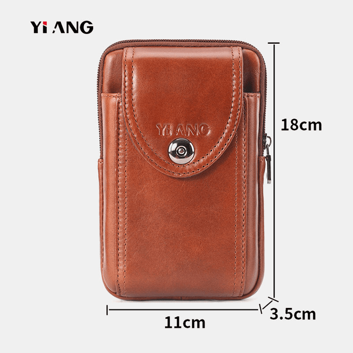 Men Genuine Leather Vintage Waist Bag Belt Bag Phone Bag - MRSLM