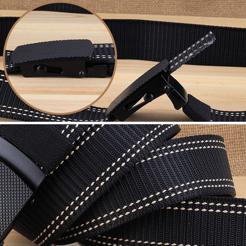 Men Casual Outdoor New Casual Nylon Belt Trendy Alloy Buckle Thick Belt - MRSLM