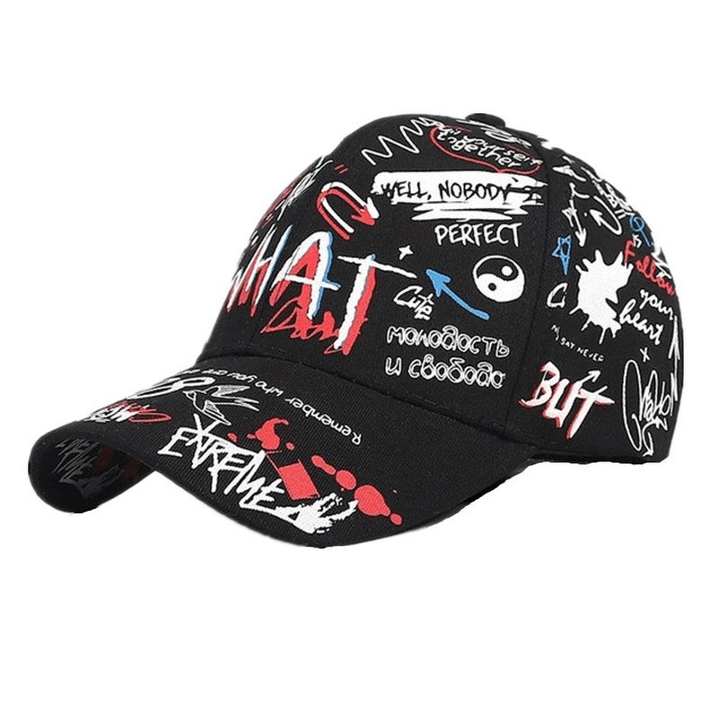 New WHAT Graffiti Baseball Cap Hip Hop Tide Hat Summer Travel Shade Caps Men Women Outdoor Sports Casual Hats Snapback Hats Gorr - MRSLM