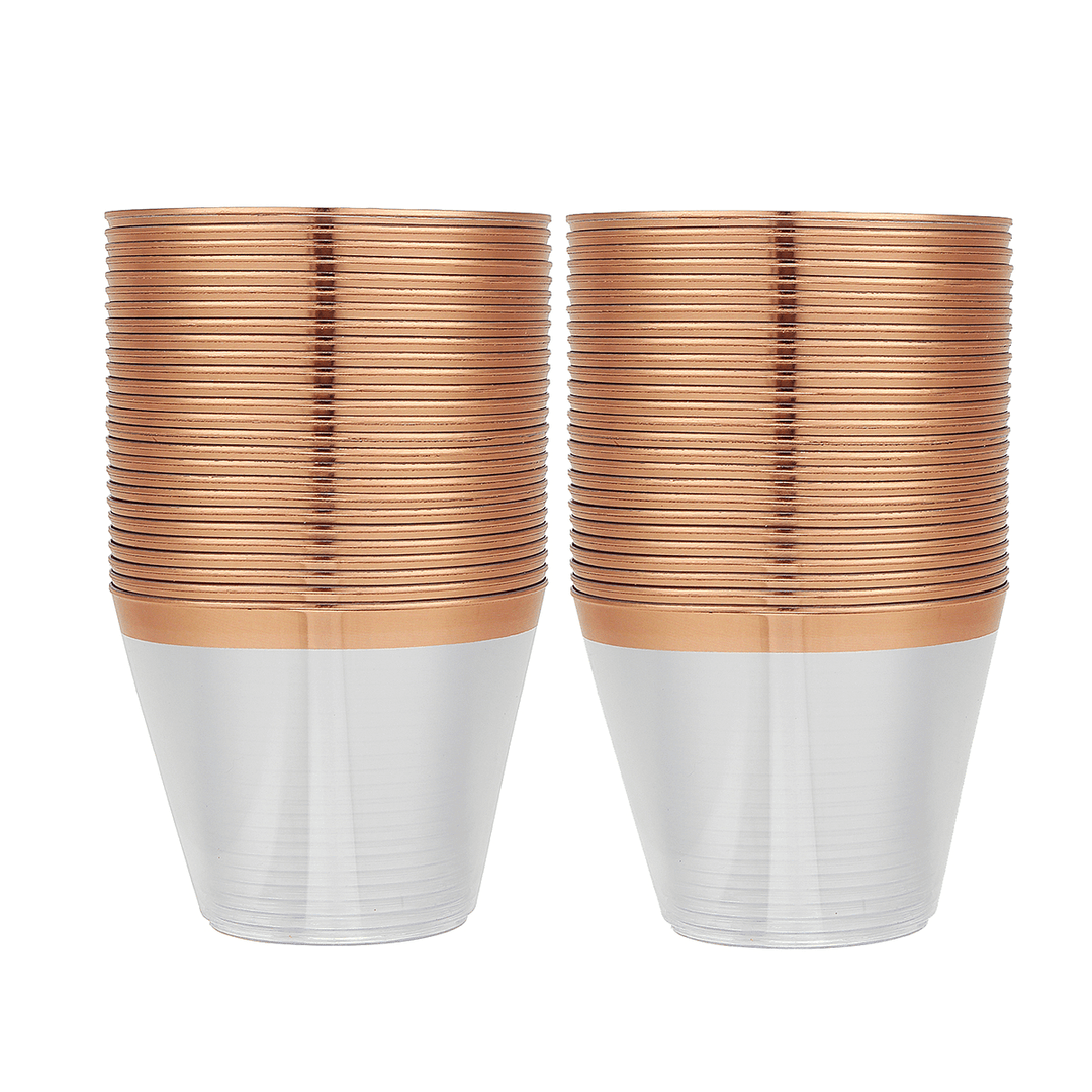 50PCS Disposable Plastic Cups 9Oz with 50PCS Disposable Napkins for Birthday Wedding Tableware Set - MRSLM