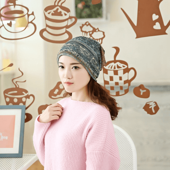 Women Multi-Purpose Printing Turban Cap Casual Summer Outdoor Neck Gaiter Good Elastic Soft Beanie Hat - MRSLM