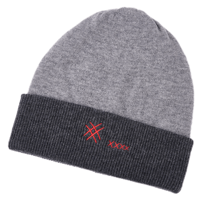 Trendy Men'S Autumn and Winter Spotless Dome Fashion Embroidered Letters Warm Knitted Hat - MRSLM