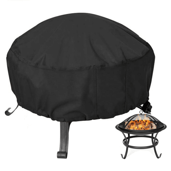 48 Inch Outdoors Waterproof 210D Polyster BBQ Grill Protective Cover with Thick PVC Coating round Fire Stove Cover - MRSLM